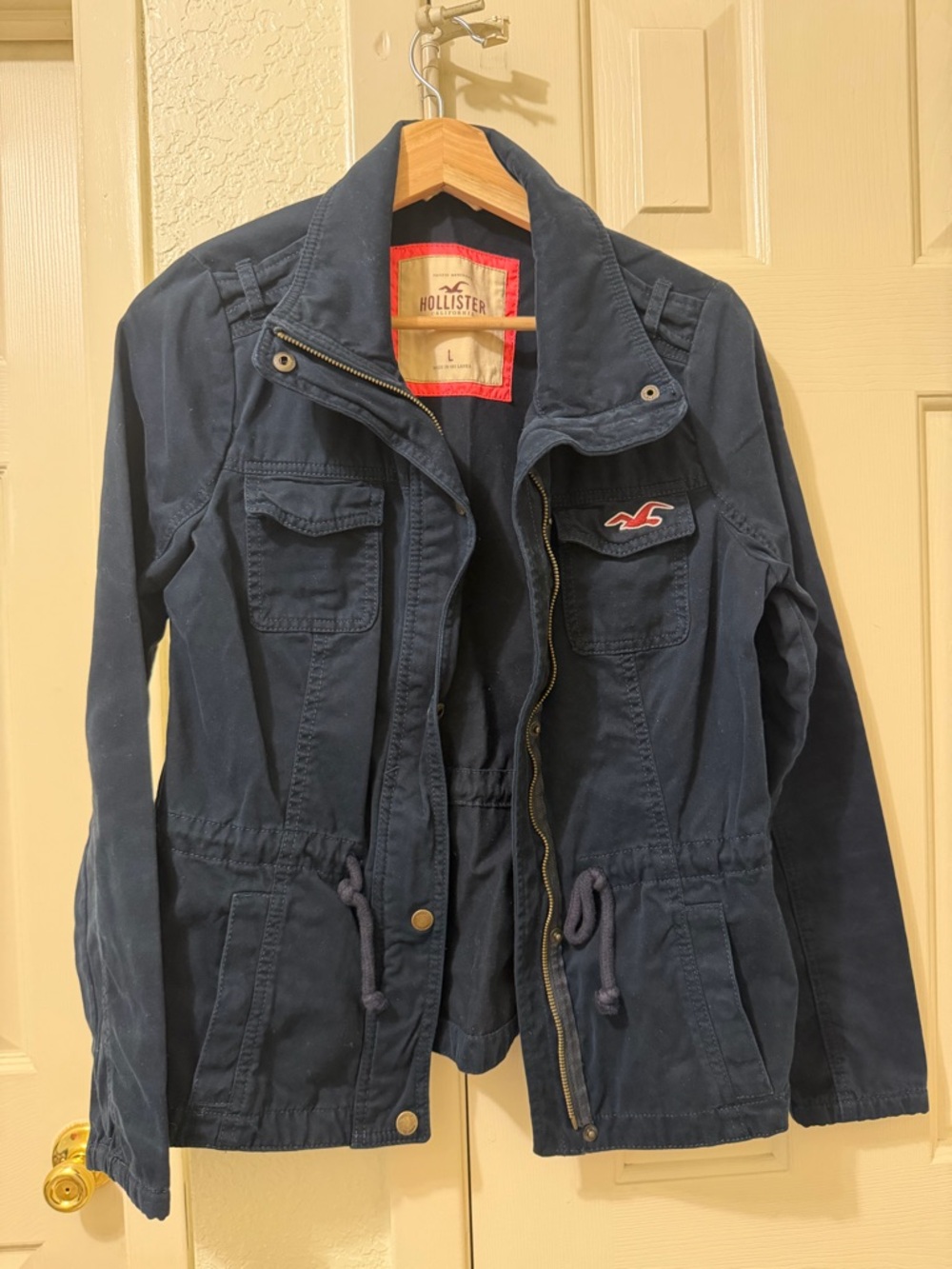 Hollister Navy Drawstring Utility Jacket